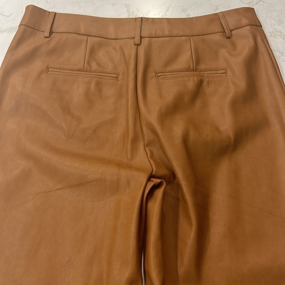 7 For All Mankind Faux Leather Wide Leg Cropped Pants Saddle Tan Size L - Picture 6 of 16